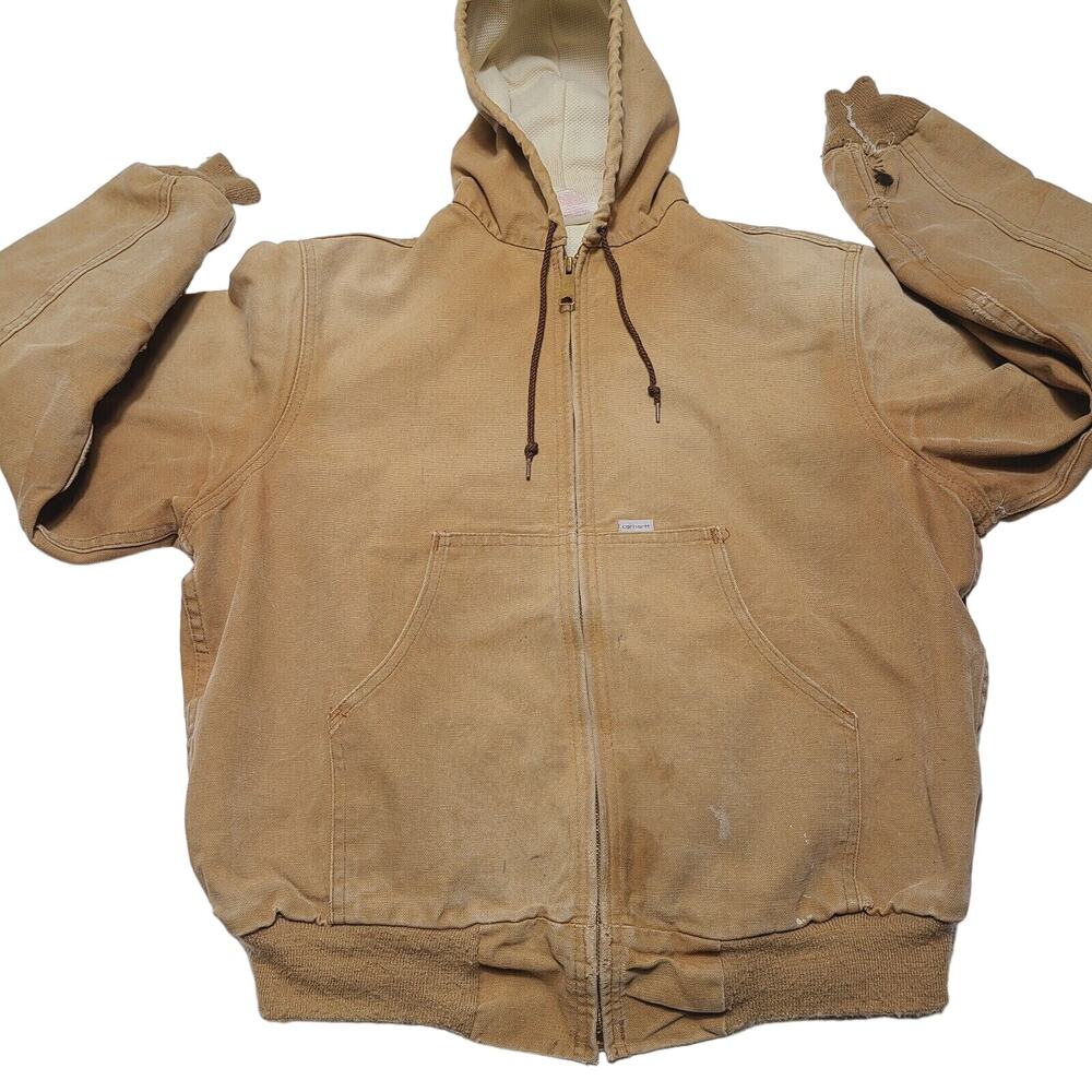 Vintage Carhartt Canvas Thermal Lined Work Jacket Women's Size Medium Hooded 90s